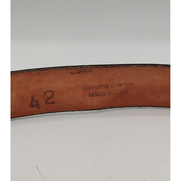Vintage Handmade Distressed Tooled Leather Fisherman Belt Size 42 Made In USA - Picture 2 of 9